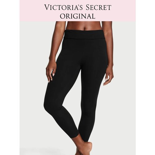 фото Легинсы victoria's secret vs cotton yoga mid-rise foldover leggings, размер m, черный