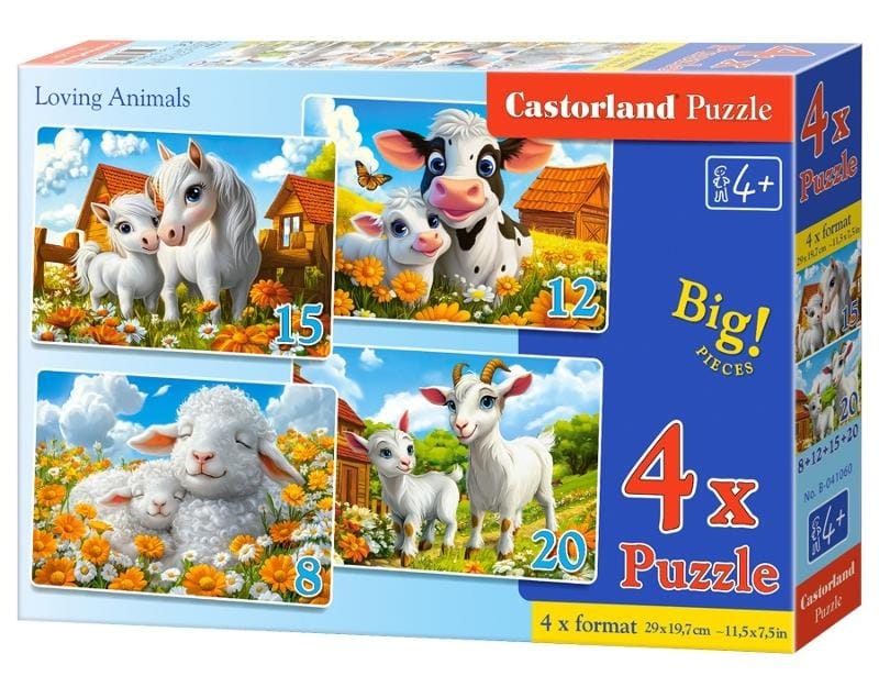 Пазл Castorland Любящие животные, 4 в 1