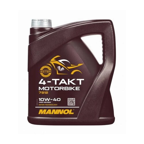 фото Синтетическое моторное масло mannol 7812 motorbike 4-takt 10w40, 4 л, 1 шт.