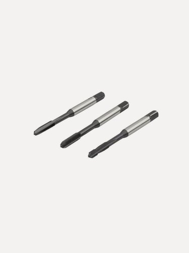 Изображение товара Набор метчиков NORGAU Industrial M 3 из HSS-E (Co 5%), по стали, чугуну и цветным металлам, 3 предмета.