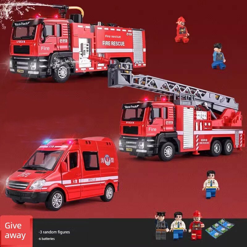 Набор из 3 игрушечных машин 119 Fire Rescue Team, алюминиевые модели, идеальный подарок для детей, тема экстренного