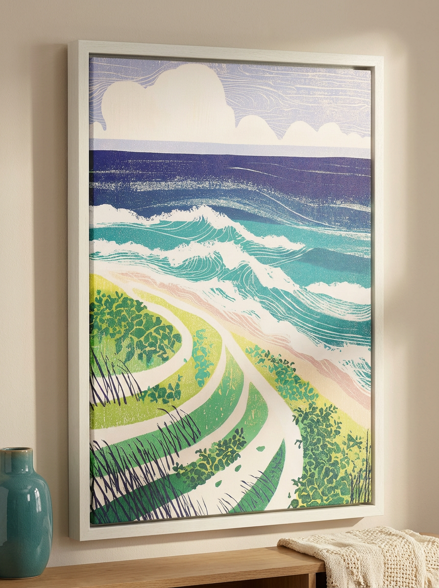 Картина Postermarket в светлой раме "Океан" на холсте с подрамником в раме 50х70 см.