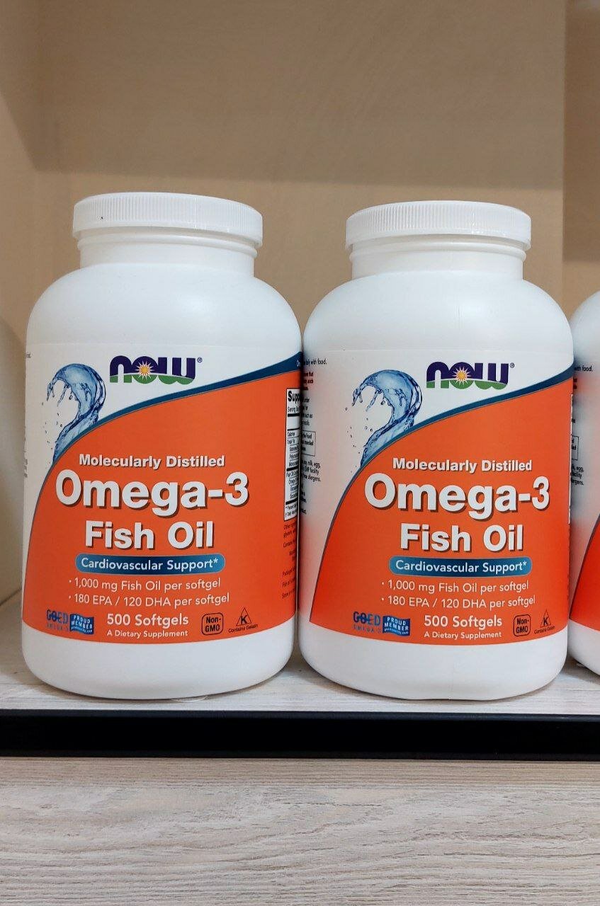 NOW Foods Рыбий жир Омега-3 1000 мг , 500 капсул, Для сердца и мозга