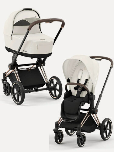Изображение товара Коляска 2 в 1 Cybex Priam IV Off White/Rosegold 523001509, до 22 кг, всесезонная, белый
