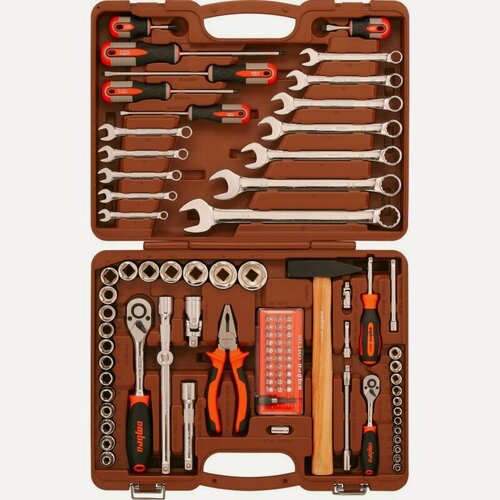 Изображение товара Набор инструмента универсальный 1/4", 1/2"DR, 93 предмета Ombra