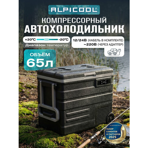 фото Автохолодильник alpicool u65 (12/24) (компрессорный холодильник с колесами на 65 литров для автомобиля)