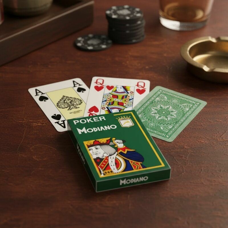 Карты "Poker 4 Jumbo Index cards (dark green) Modiano" 63326