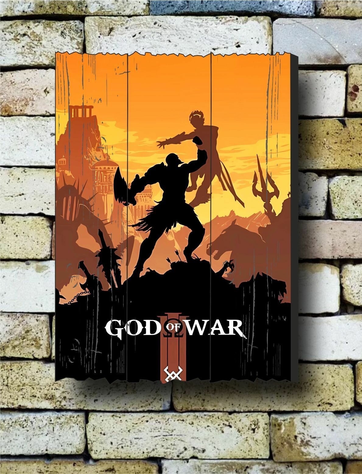 Картина на досках. God of War. Кратос.