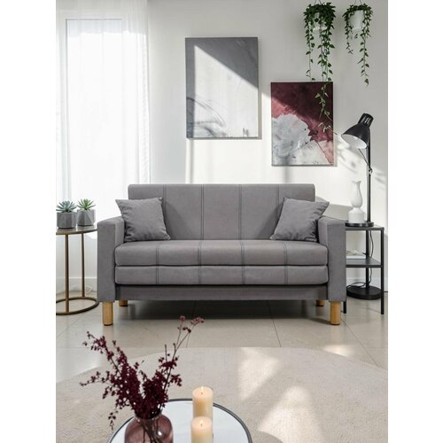 фото Диван уют с velutto 19 gf 136x76x81 см, серый велютто, выкатной goodform
