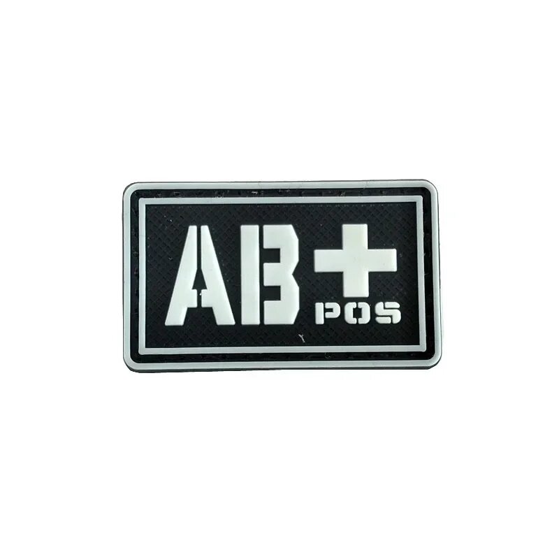 Нашивка липучка Blood Group AB+ POS, 5x3 см, luminous