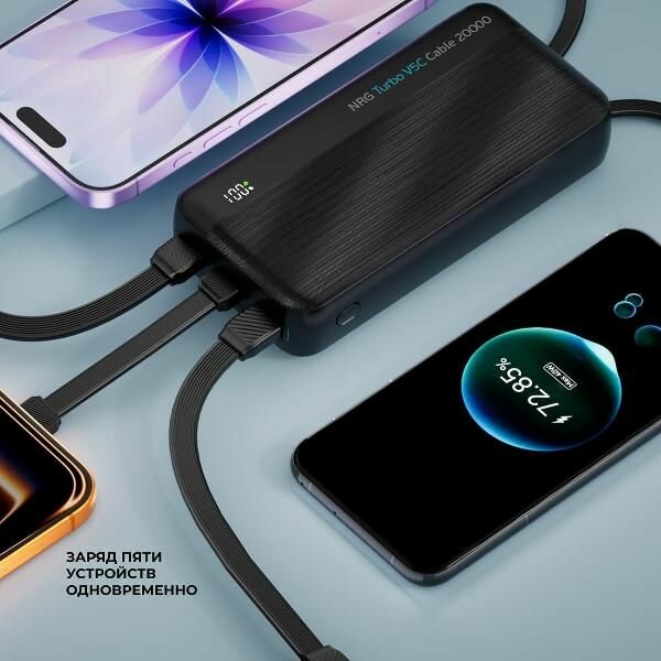 Внешний аккумулятор Deppa NRG Turbo V5C Cable 20000 мА-ч черный (33716) — фото 1