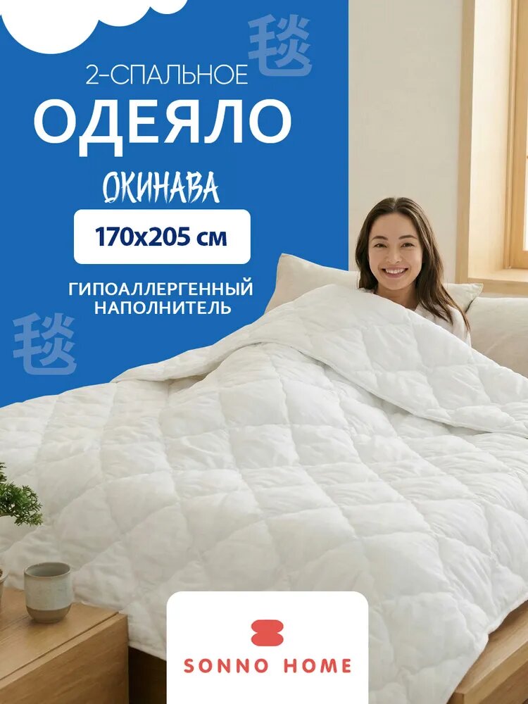 Одеяло 2 спальное 170х205 см Канада, всесезонное гипоаллергенное 150 гр, Sonno Home