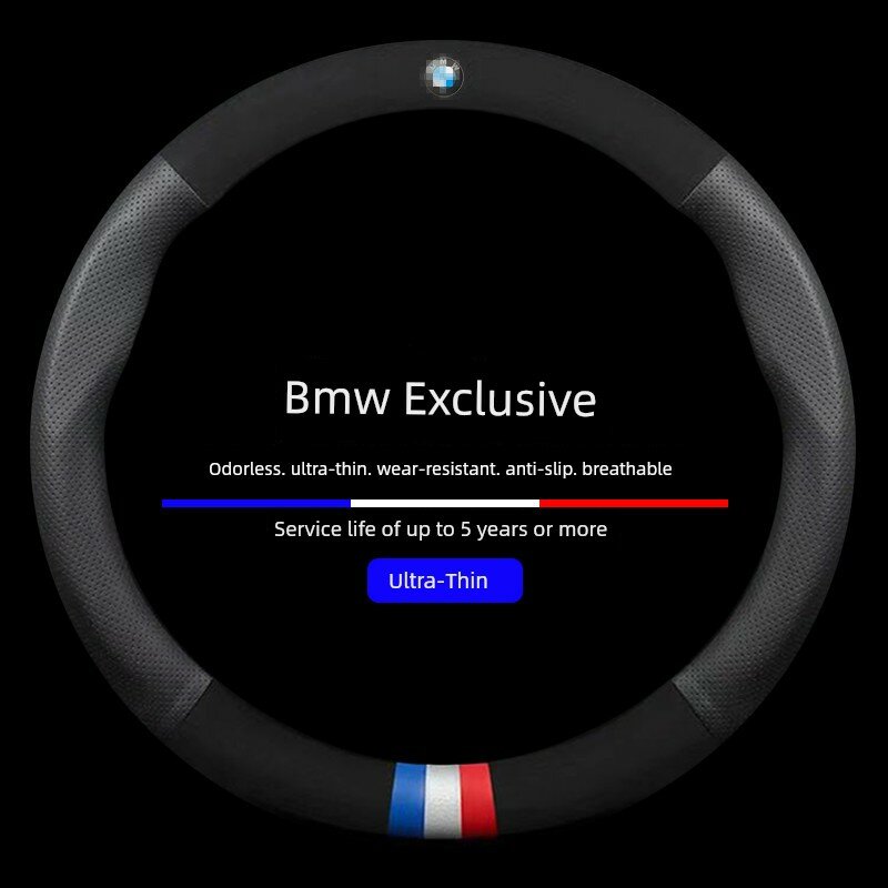 Черный руль из искусственного меха с логотипом BMW и возвратной меткой, премиум