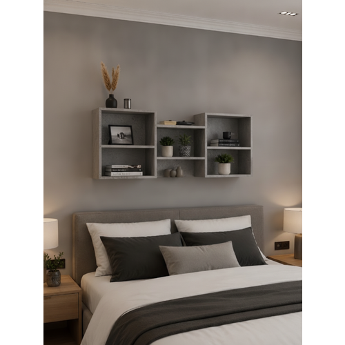 фото Полка навесная деревянная, универсальная, лдсп, 55х115х20 цвета оксид серый прудников н.в.