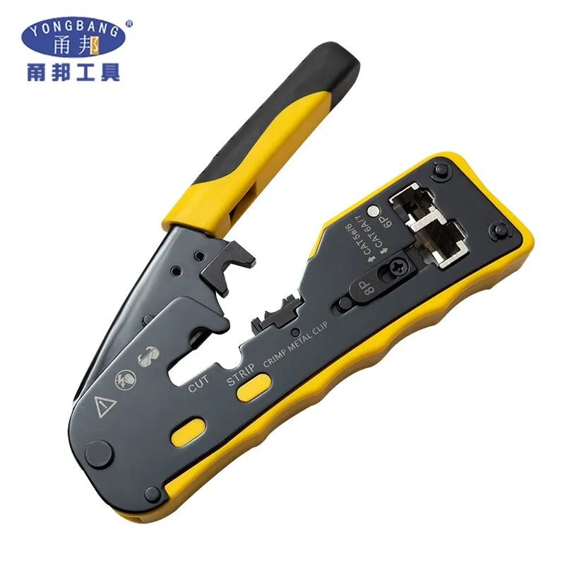 Профессиональный храповой обжимной инструмент (кримпер) для Cat5e/6/6a/7, RJ45/RJ12/RJ11 с панчдауном 110
