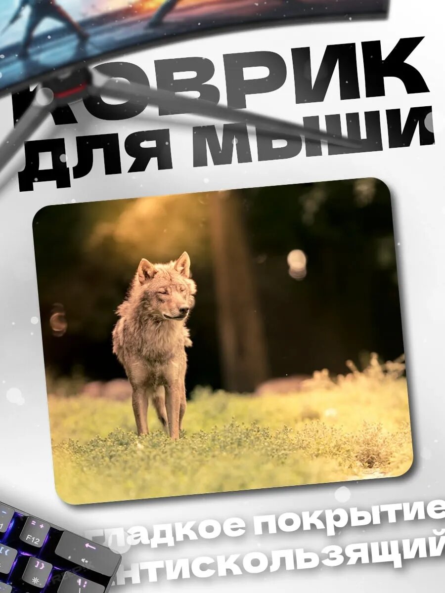 Коврик для мыши Волк в лесу