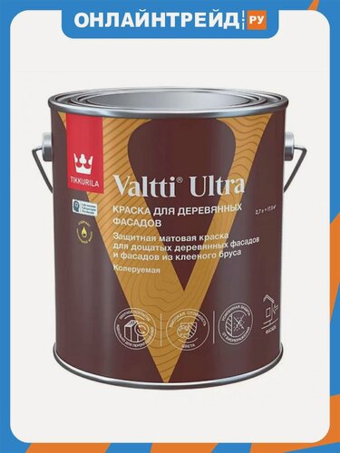 Изображение товара Краска для деревянных фасадов Tikkivala Tikkurila Valtti Ultra, матовая, база А, белая, 2,7 л