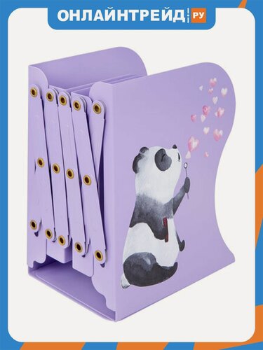 Изображение товара Подставка-держатель Brauberg для книг и учебников KIDS "Panda", раздвижная, металлическая, 238064