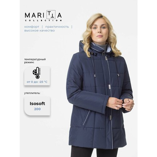 фото Куртка maritta осень-зима 2024, размер 42, темно-синий