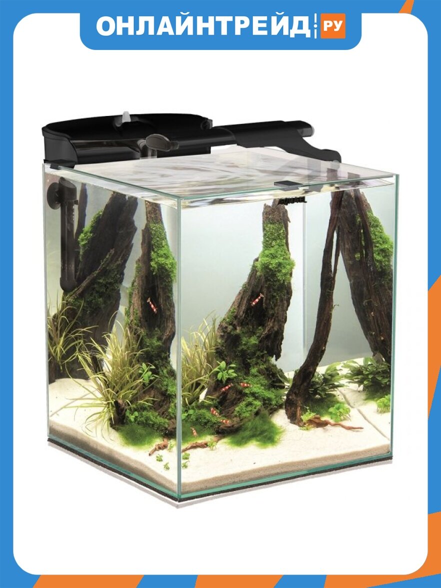 Аквариум с оборудованием Aquael SHRIMP SET DUO LED 2.0 (35*35*40см) 49 л. черный, с внешним фильтром, обогревателем и светильником