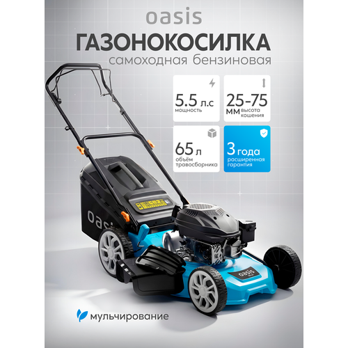 фото Газонокосилка бензиновая самоходная для травы oasis gbe-4 105010301009 , 5,5 л. с, мульчирование