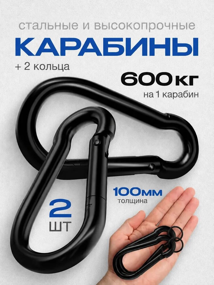 Карабин вспомогательный, длина: 100 мм, 2 шт