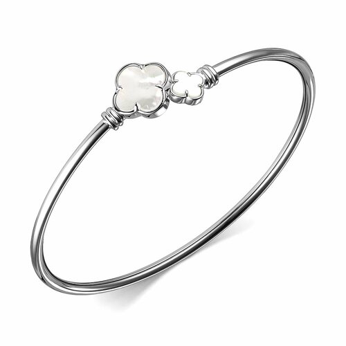 фото Браслет diamant online, серебро, 925 проба, родирование, перламутр, длина 19 см., белый