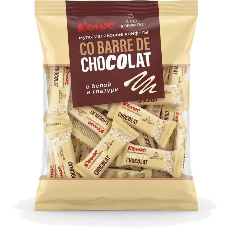 Конфеты Комус - Co barre de Chocolat мультиз. с бел. конд. глаз, 1кг