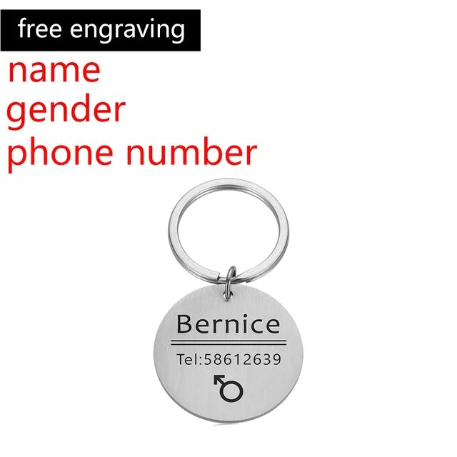 Идентификатор для животных Bernice, S, Silver-Round