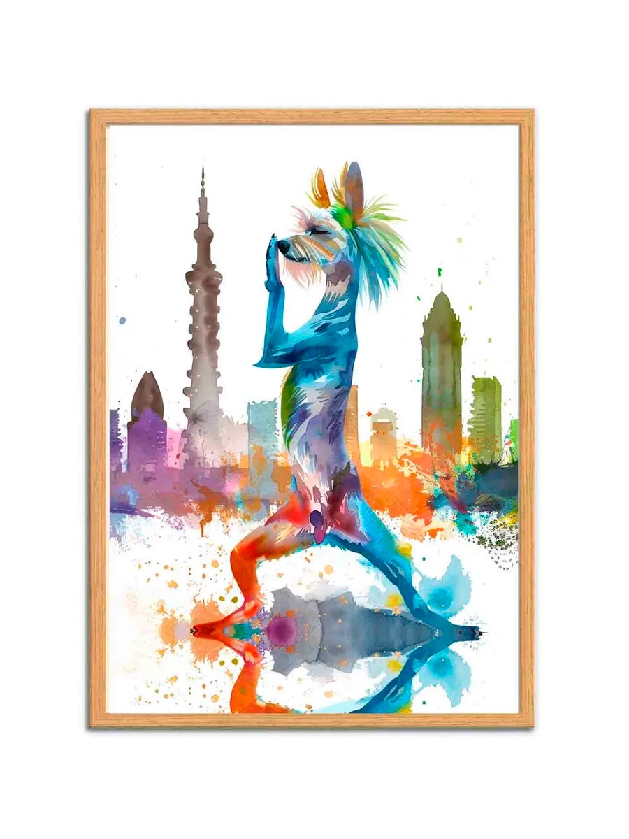 Китайская хохлатая собака Йога 5, Плакат 30x42см