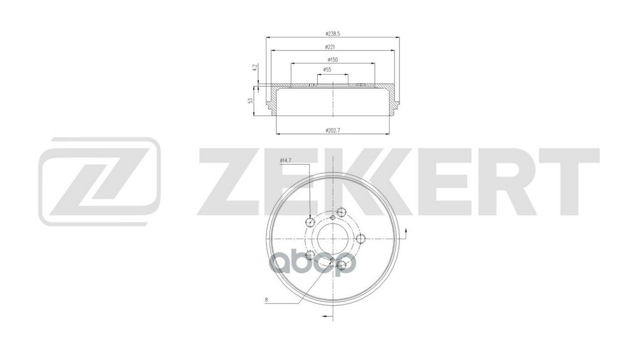 Барабан тормозной Toyota Yaris (P210 PA10) Zekkert арт. bs-5381