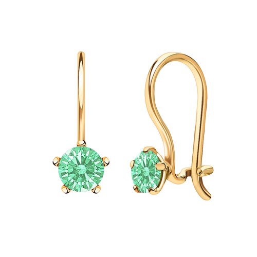 фото Серьги diamant online, красное золото, 585 проба, длина 1.3 см, , бирюзовый