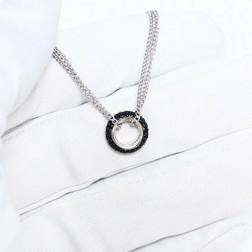 фото Колье diamant online, серебро, 925 проба, родирование, фианит, длина 42 см., черный