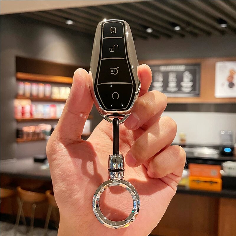 Чехол для ключа автомобиля BYD Dolphin, Han EV, Song Pro, Qin Plus, Yuan Plus, Seagull, Seal черный классический с