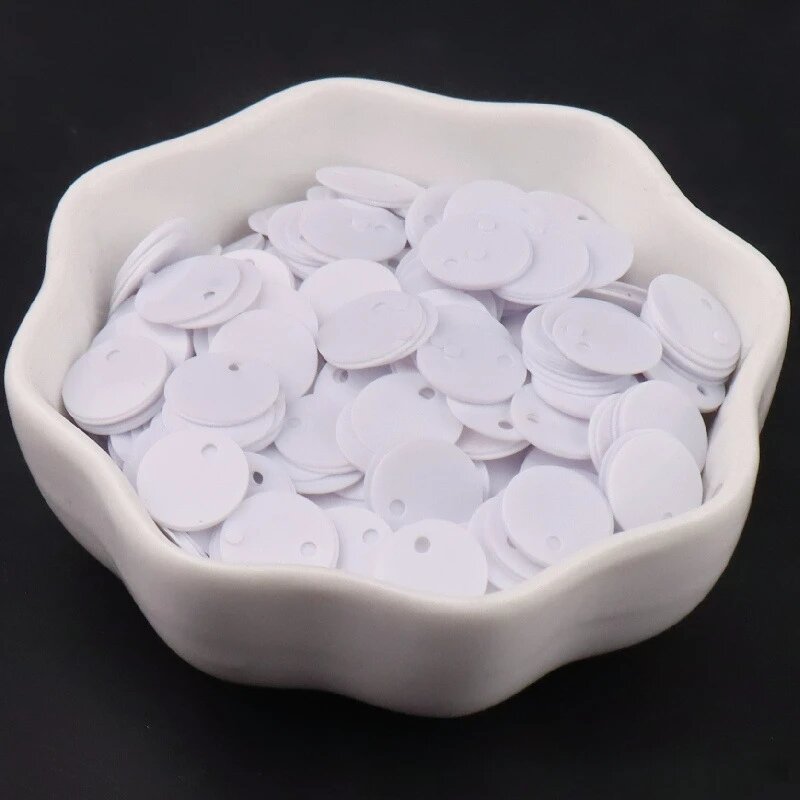 Золотые прозрачные матовые пайетки 10 мм 10mm 20g 576pcs, 01 Solid white