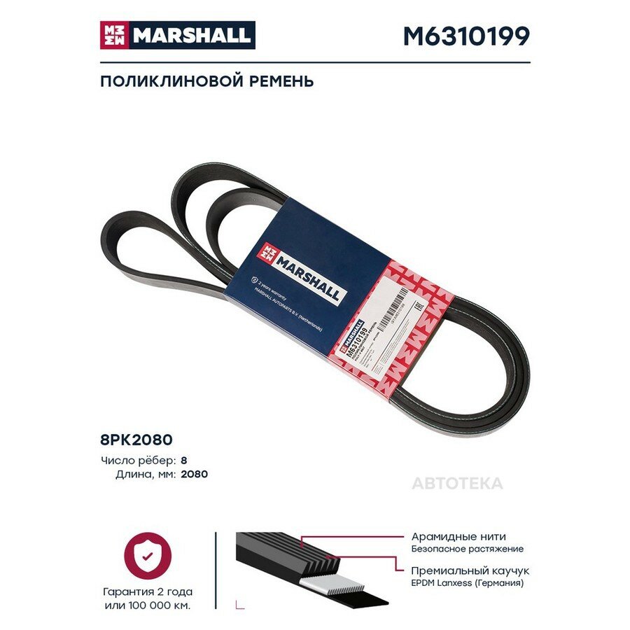 Поликлиновой ремень 8PK2080 M6310199 MARSHALL M6310199