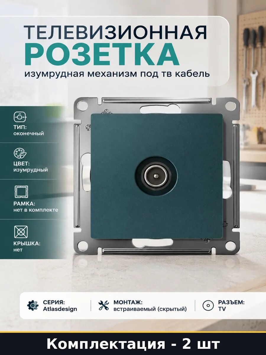 Розетка телевизионная оконечная скрытый монтаж пластик 2 шт
