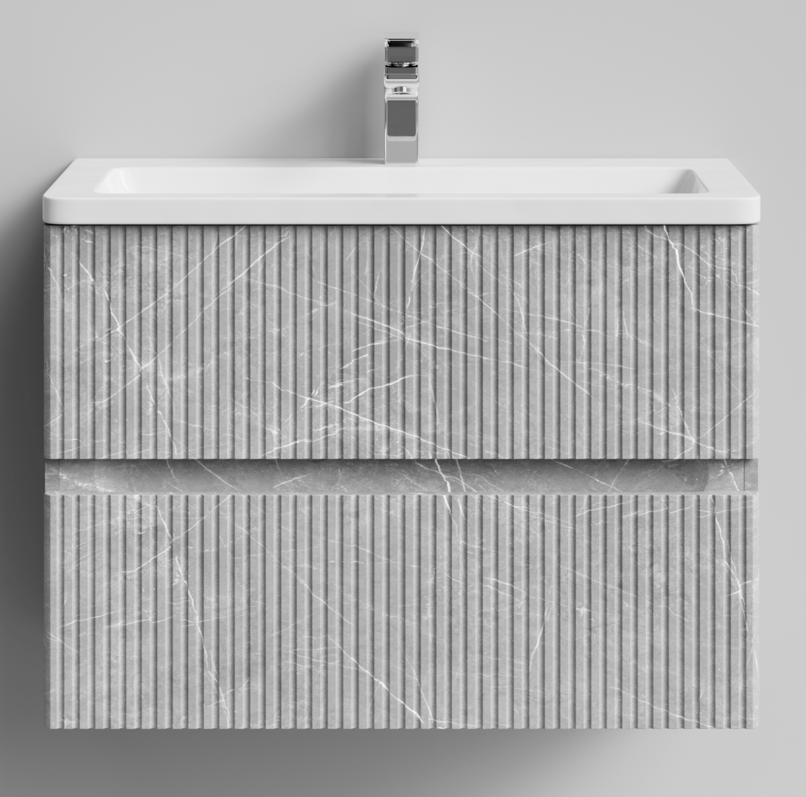 Тумба с раковиной Modules 80х36см, подвесной, мрамор белый софт Fluted, матовый