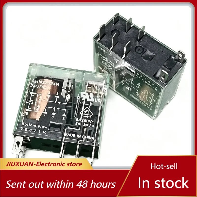 Реле AHN22224N AHN22324N AHN22324 AHN22024 AHN22024N 24VDC 5A 8-контактное Base AHNA21T