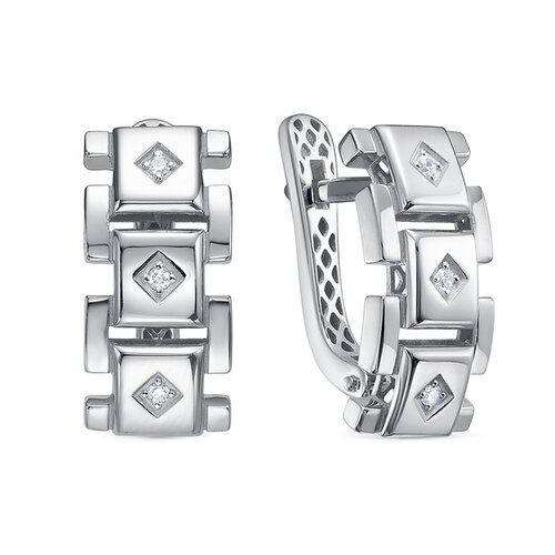 фото Серьги diamant online, серебро, 925 проба, родирование, фианит, , прозрачный