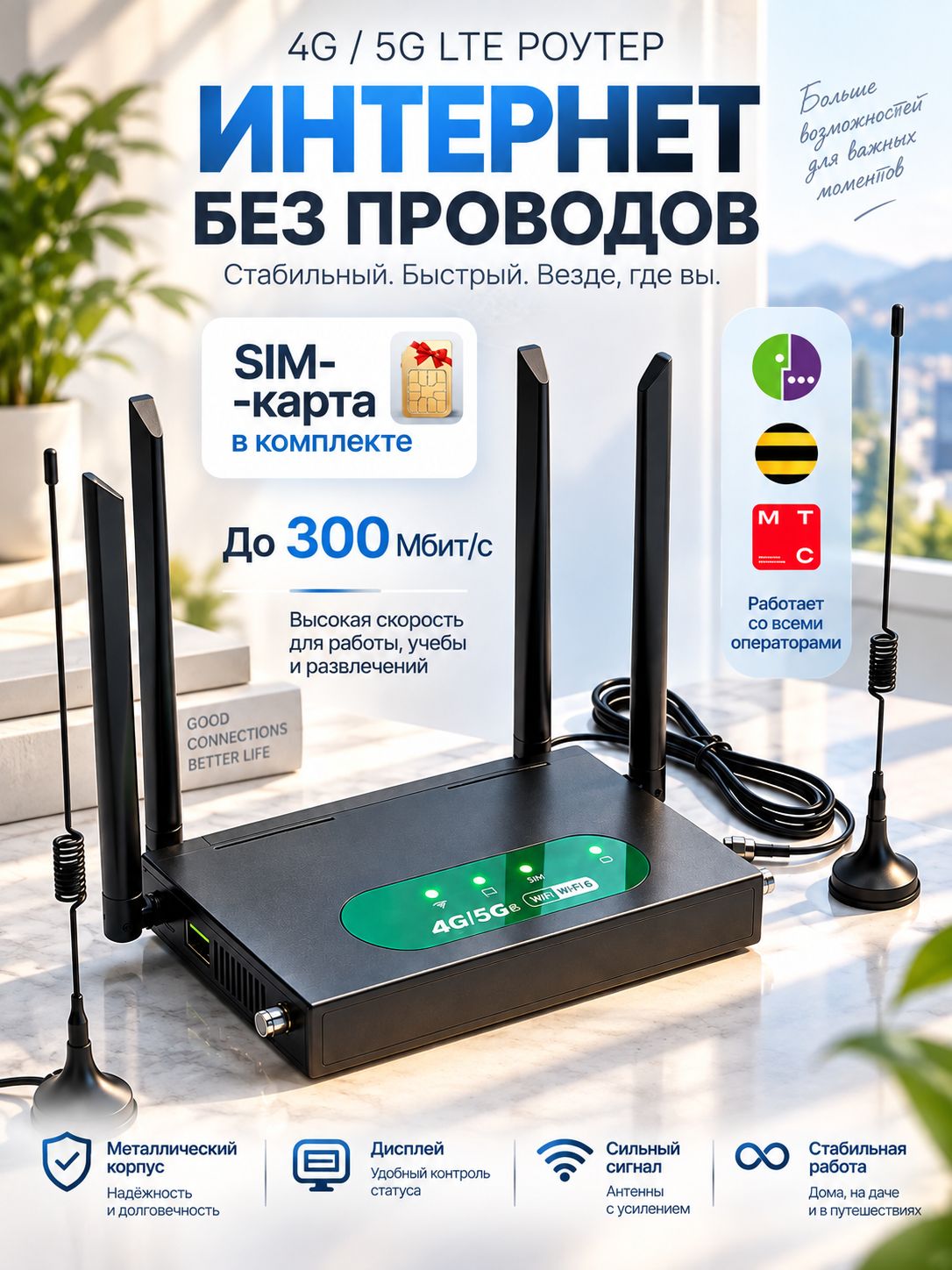 Роутер Wifi 6+ - 4G/5G Wi-Fi до 300 Мбит/сек (Р2)
