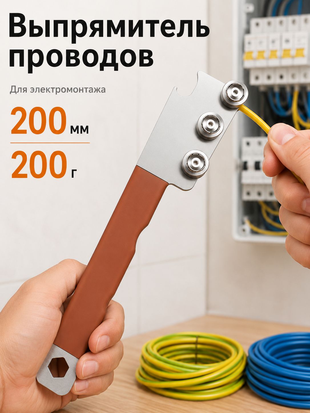 Выпрямитель проводов электромонтажный инструмент, длина 200 мм, вес 200 г, 1 шт