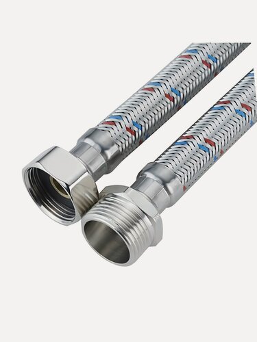 Изображение товара Подводка для воды ELKA 1/2 дюйма, длина 2 метра, гибкая стальная, тип соединения гайка-штуцер (г-ш) для сантехники