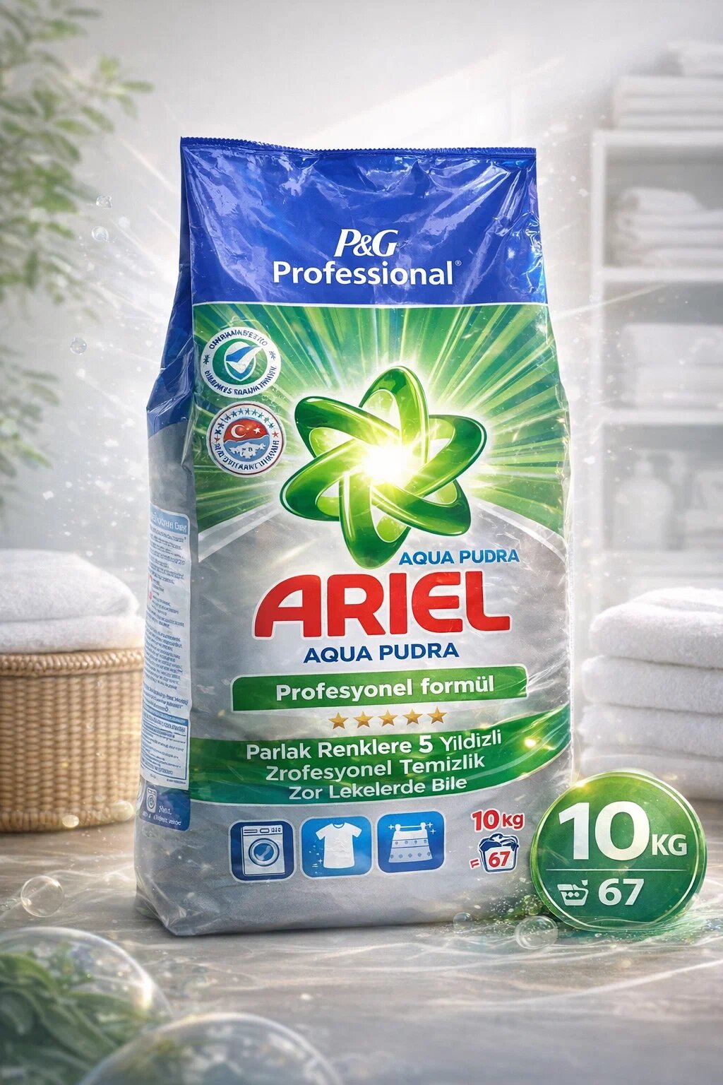 Стиральный порошок Ariel "Professional Pudra", для автоматических стиральных машин, 10кг, имеет приятный запах