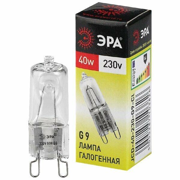 Лампа галогенная 40Вт капсула G9 3000К прозрач G9-JCD-40-230V-CL Эра