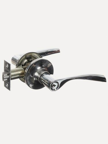 Изображение товара Ручка дверная Apecs 8023-01-CR, защелка с замком, ключ/фиксатор, цвет хром, материал ЦАМ, для дверей 35-45 мм, 2 шт.