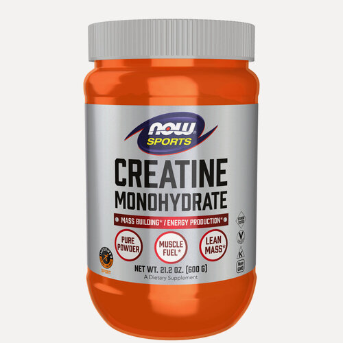 Изображение товара NOW Sports, Creatine Monohydrate, Креатин моногидрат, чистый порошок 600 г, для набора мышечной массы и выносливости