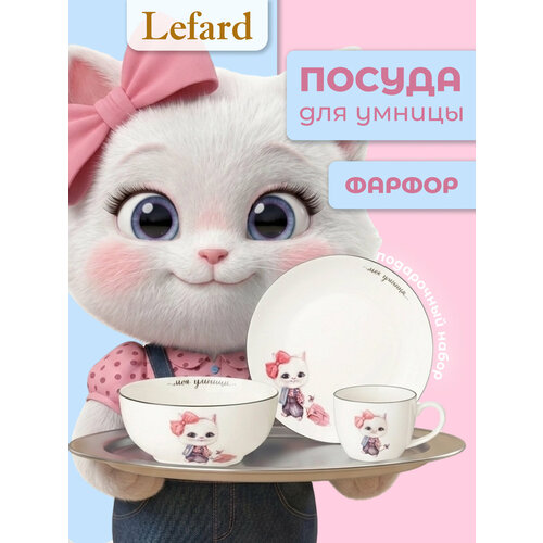 фото Сервиз lefard "моя умница", набор детской посуды, фарфоровый, 3 предмета, 1 персона