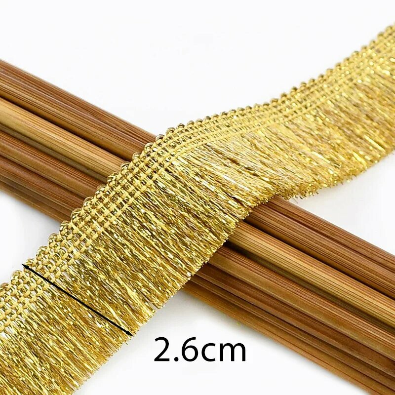Кружевная тесьма Deepeel 25 мм с бахромой и кисточками 5/10/20 ярдов 25mm-5Yards, Желтый, Gold