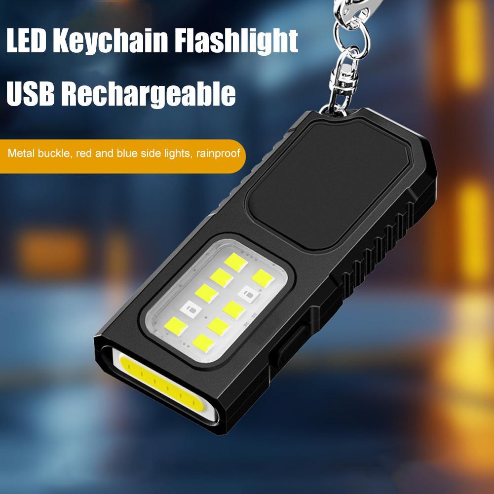 Портативный светодиодный брелок-фонарик на пояс с USB зарядкой, многофункциональный карманный мини-фонарь для ключей и аварийного освещения